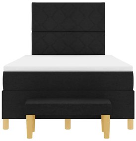 Cama Box Spring com Colchão e Banco Preto 120x190 cm Tecido