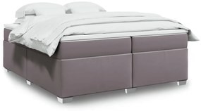 vidaXL Cama com molas/colchão 200x200 cm couro artificial cinzento