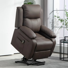Poltrona Relax Levanta Pessoas com Controle Remoto Reclinação Elétrica de 160° Apoio para os Pés 76x90x105 cm Castanho Escuro