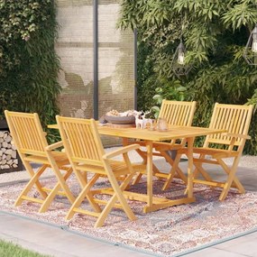 vidaXL 5 pcs conjunto de jantar para jardim madeira de teca maciça