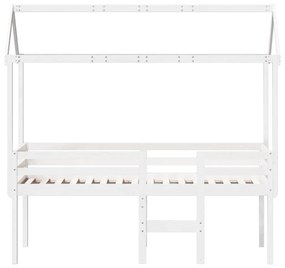 Cama alta com telhado 90x190 cm pinho maciço branco