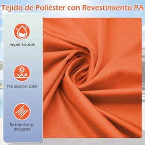 Guarda-sol duplo retangular 400 x 212 x 243 cm com base e dois sacos de areia e de manivela, 12 varas resistentes, tecido impermeável e aberturas de v