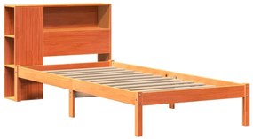 Cama com estante sem colchão 90x200cm pinho maciço castanho-mel