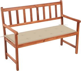 vidaXL Banco de jardim c/ almofadão 120 cm madeira de acácia maciça