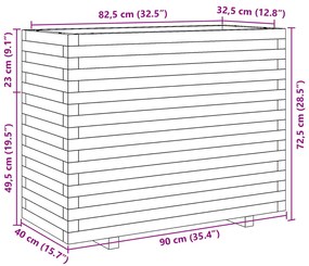 Vaso/floreira de jardim 90x40x72,5 cm madeira pinho impregnada
