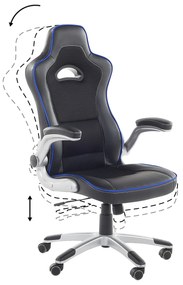 Cadeira de escritório em pele sintética preta e azul MASTER Beliani