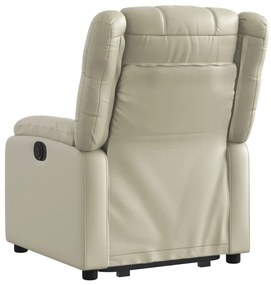 Poltrona reclinável elevatória couro artificial cor creme
