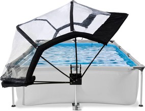 Piscina retangular Soft Grey 300 x 200 x 65 cm com bomba de filtragem e cobertura - cinzenta