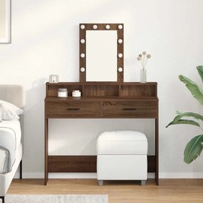 mesa de maquilhagem vidaXL com luzes LED Carvalho Castanho 100x41x140 cm