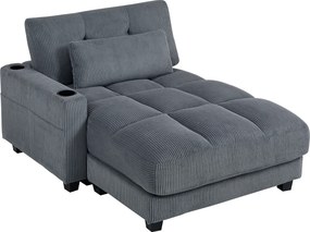 HOMCOM Sofá-cama com almofada, espuma, conversível em cama, porta-copos, cinza | Aosom Portugal
