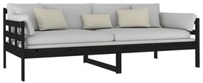 Sofá-cama 90x200 cm madeira de pinho maciça preto