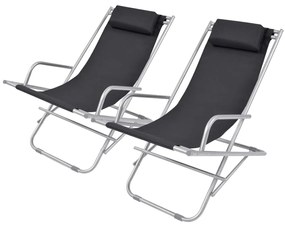 vidaXL Cadeiras de jardim reclináveis 2 pcs aço preto