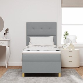Cama Box Spring com Colchão Cinza Claro 100x200 cm Tecido