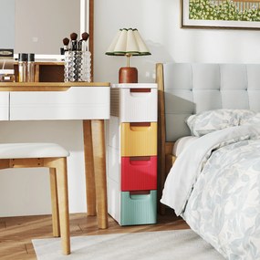 Armário estreito para espaços pequenos com 4 gavetas e rodas integradas 42 x 19 x 74 cm de plástico para casa de banho, sala de aula, escritório ou sa