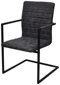Cadeiras de jantar cantilever 6 pcs couro artificial preto