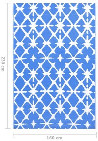 Tapete de exterior 160x230 cm PP azul e branco