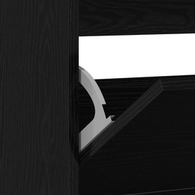 Armário de Sapatos vidaXL com Gaveta Flip Carvalho Preto 80x21x87,5 cm