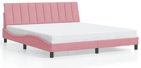 Estrutura de cama c/ luzes LED 180x200 cm veludo rosa