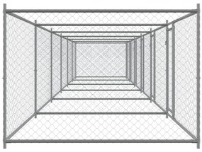Jaula para cão com portas 12x2x1,5 m aço galvanizado cinzento