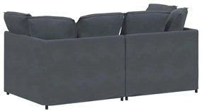 Sofá modular com almofadas veludo cinzento-escuro