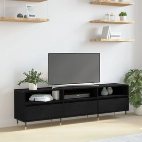 Armário de TV Carvalho Preto 150x30x44,5 cm Madeira Engenheirada