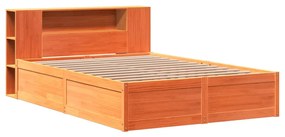 Cama sem colchão 140x190 cm pinho maciço castanho-mel