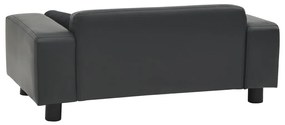 Sofá p/ cães 81x43x31cm pelúcia e couro artificial cinza-escuro