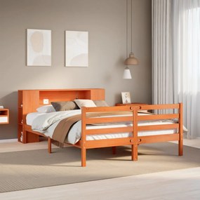 vidaXL Cama com estante sem colchão 160x200 cm pinho maciço