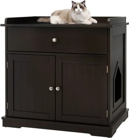 Movel para Caixa de areia para gatos (NÃO INCLUIDA)  76 x 53 x 74 cm com 2 portas Café