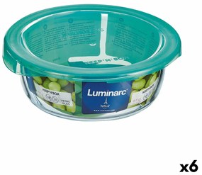 Lancheira Redonda com Tampa Luminarc Keep'n Lagon 13,5 X 6 cm Turquesa 680 Ml Vidro (6 Unidades)