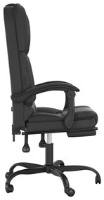 Cadeira escritório massagens reclinável couro artificial preto