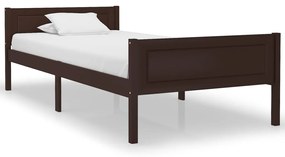 vidaXL Estrutura de cama 90x200 cm pinho maciço castanho-escuro