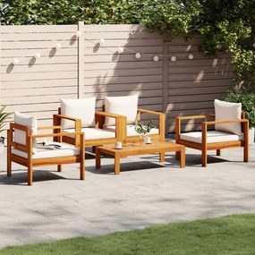 vidaXL 5 pcs conjunto de sofás de jardim com almofadões acácia maciça