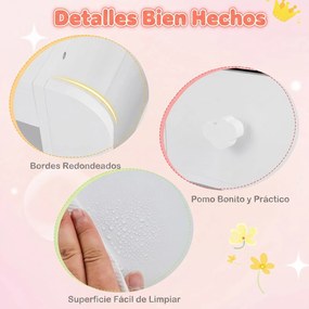 Conjunto de Toucador Infantil e Cadeira, 86 x 39,5 x 92 cm, Espelho com Luzes Coloridas, Branco