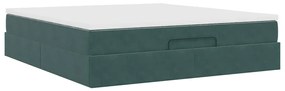 Estrutura de cama otomana com colchão 160x200 cm verde escuro