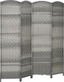 HOMCOM Biombo Dobrável de 4 Painéis Divisor de Ambientes 180x180 cm Ecrã de Privacidade de Polipropileno para Quarto Cinza Misto | Aosom Portugal
