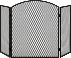 HOMCOM Frente para Lareira de 3 Painéis Protetor para Lareira Dobrável com Estrutura de Aço 96x62 cm Preto | Aosom Portugal