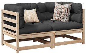 vidaXL 2 pcs conjunto de sofás para jardim madeira de pinho maciça