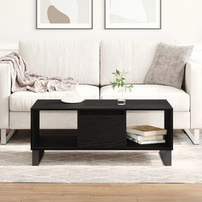 Mesa de Centro vidaXL Preto Carvalho 90x50x36,5 cm Madeira Revestida