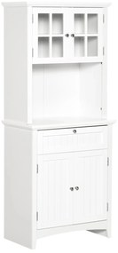 HOMCOM Armário de Cozinha Armário Auxiliar para Microondas com 2 Armários e Gaveta 68.6x40x164 cm Branco