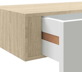 Prateleira de parede c/ gaveta MDF 60x23,5x10cm carvalho/branco