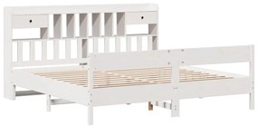 Cama com estante sem colchão 180x200 cm pinho maciço branco