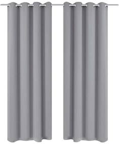 130375 vidaXL Cortinas opacas com anéis metálicos, cinzento, 2 pcs,135 x 245 cm