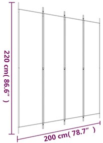 Biombo/divisória com 4 painéis 200x220 cm tecido antracite