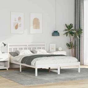 Estrutura da Cama Branco 140 x 190 cm Madeira de Pinheiro