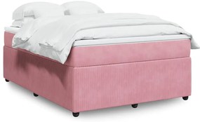 vidaXL Cama com molas/colchão 140x200 cm veludo rosa