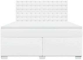 Cama com molas/colchão 180x200 cm couro artificial branco