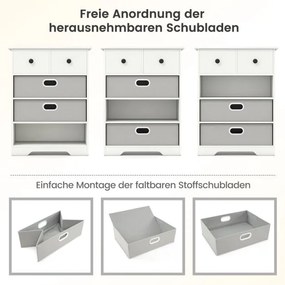 Cómoda com 4 gavetas  com prateleiras abertas 58 x 42 x 75 cm Branco + Cinza