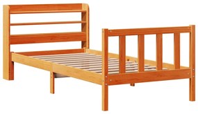 Estrutura cama c/ cabeceira 75x190 cm pinho maciço castanho-mel