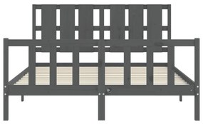 Estrutura de cama King Size com cabeceira madeira maciça cinza